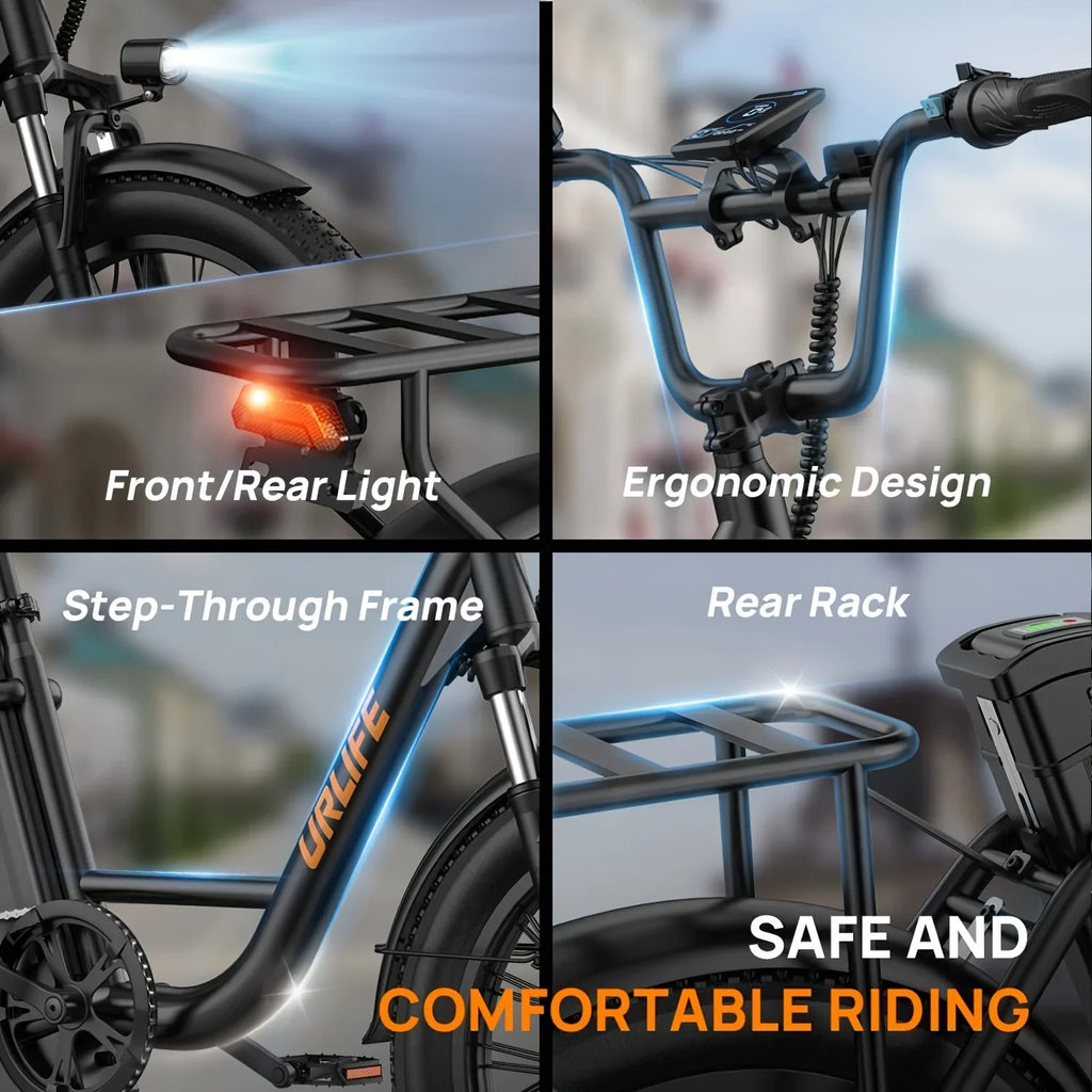 1000W E20 Electric Bike | 48V 13Ah Removable Battery, 20MPH, 20''X3" Fat Tire, 7-Speed Electric Bicycles with Dual Disc Brake