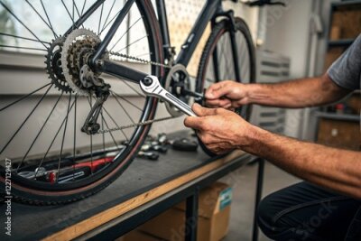 Close-up of mechanic hands at work
